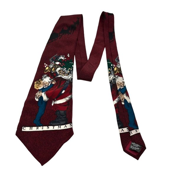 The Saturday Evening Post Neck Tie Mens 100% Silk Red Santa Claus Vintage 1996 - Picture 2 of 8